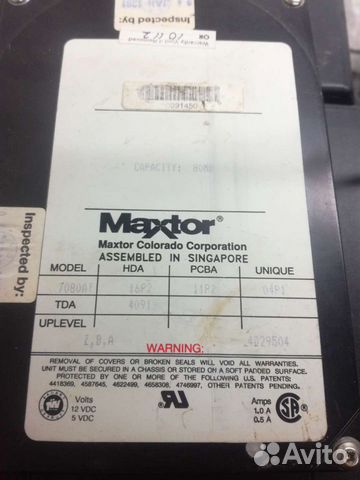 HDD Жесткий диск Maxtor 1991г