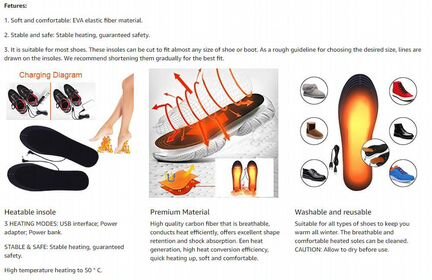 Стельки С подогревом разноразмерные