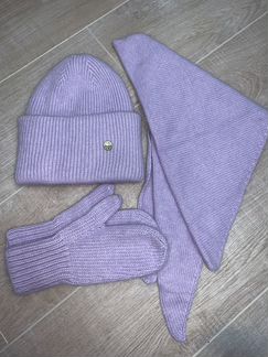 Шапка шарф варежки комплект