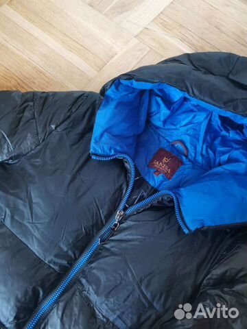 Пуховик женский чёрный с синим, 48/50