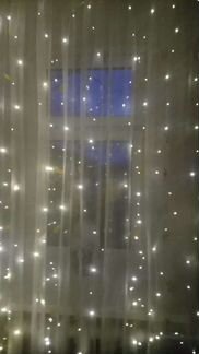 Гирлянда-штора 3*3м,с д/у пультом, жёлтая