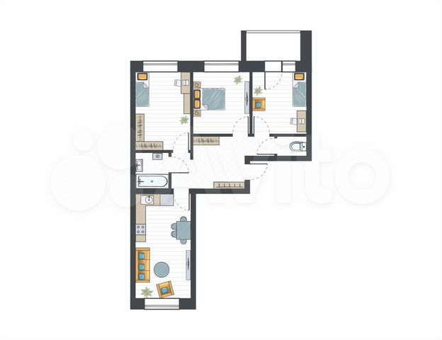 4-к. квартира, 66,5 м², 9/9 эт.