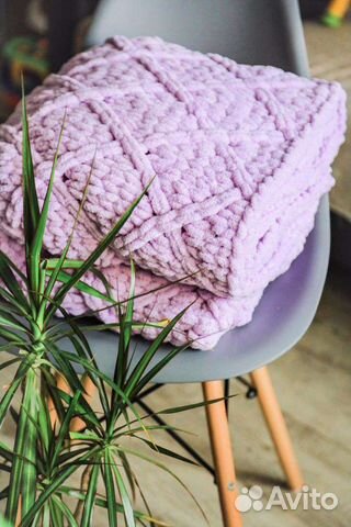 Плед вязаный плюшевый