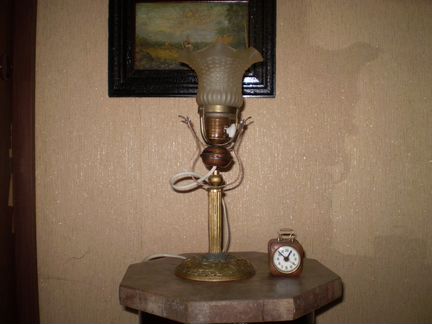 Старинный ночник бронза стекло - рабочий