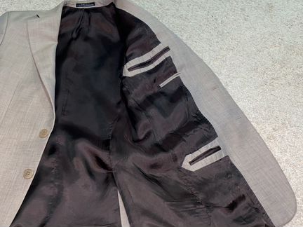 Светло-серый льняной пиджак Zara размер 46 (ближе