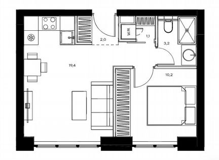 1-к квартира, 35.9 м², 3/46 эт.