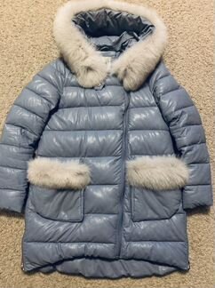 Пуховик из экокожи с мехом из песца р. 42-44