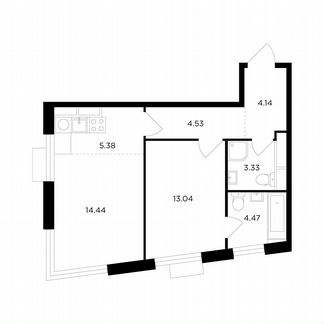 2-к квартира, 49.3 м², 25/26 эт.