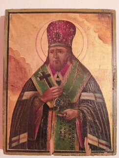 Старинная писаная икона Иннокентий Иркутский