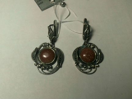 Серебряные серьги с авантюрином