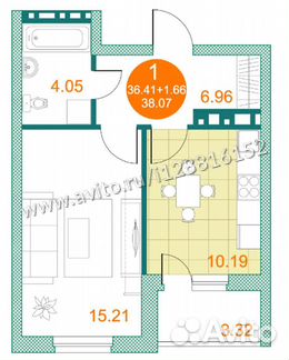 1-к квартира, 38.1 м², 9/25 эт.
