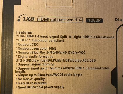 Hdmi сплиттер 1x8 + 3D