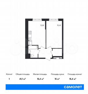 1-к квартира, 41.1 м², 3/23 эт.