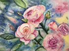 Картина цветы Розы,акварель