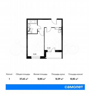 1-к квартира, 37.7 м², 10/14 эт.
