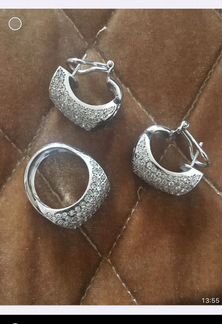 Золотой Комплект из белый и черный бриллианты