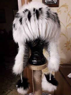 Шапка ушанка вязанный кролик