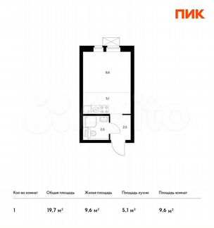 Квартира-студия, 19.7 м², 7/32 эт.