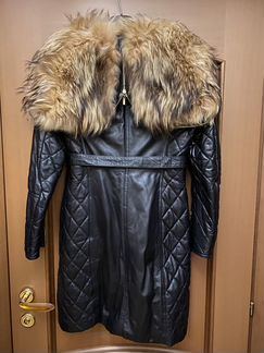 Кожаное пальто Зимнее на подкладке из кролика