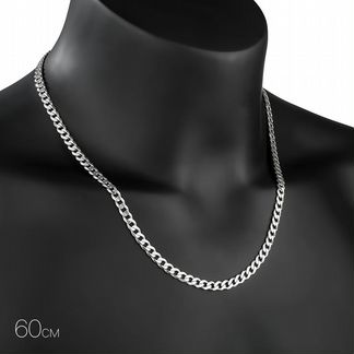 Серебряная цепь мужская, плетение панцирь, ширина