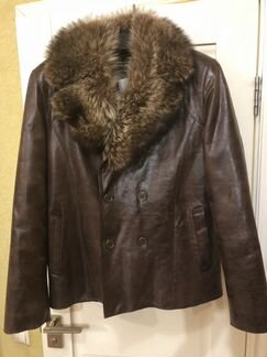 Куртка кожаная утеплённая подкладом из овчины