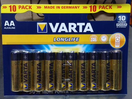 Упаковка 10 батареек Varta Longlife R6