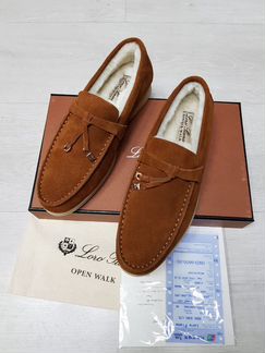 Рыжие женские зимние лоферы lora piana