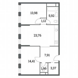 2-к квартира, 72.4 м², 32/41 эт.