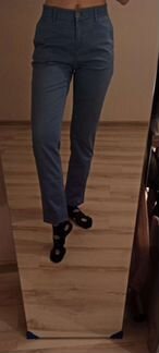 Брюки голубые хлопок женские клеш 38