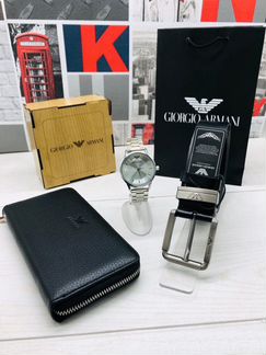Брутальный мужс набор Giorgio Armani часы+ремень