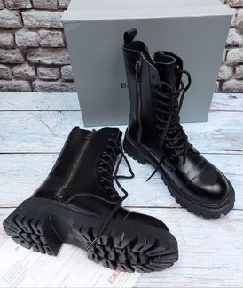 Кожаные чёрные ботинки balenciaga зимние,осенние