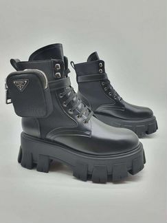 Ботинки черные коричневые кожаные массивные