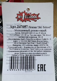 Рюкзак молодёжный «N1 School”