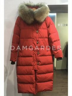 Пуховик новый женский длинный красный