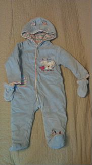 Теплый флисовый комбинезон с капюшоном, рукавичкам