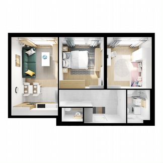 2-к квартира, 62.8 м², 12/31 эт.