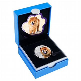 Монета Собака Чау-чау серебро Ниуэ 2014г футляр
