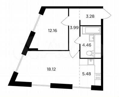 2-к квартира, 47.5 м², 29/30 эт.