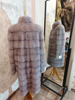 Норковая Шуба 50-52,Новая,цвет Голубой,длина 1метр