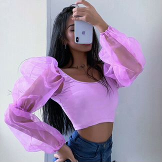Блузка шикарная(тoп) с прoзрачными рукавами L (48)