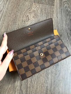 Кошелек Louis Vuitton коричневая шашка с кнопкой