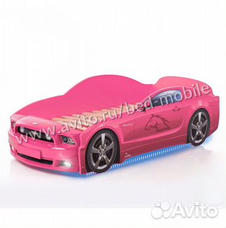 Кровать машина Мустанг+ розовый
