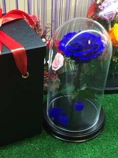 Роза в колбе Синяя аквамарин