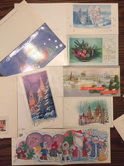 Открытки новогодние, винтаж, чистые