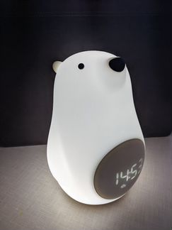 Детский ночник часы будильник мишка