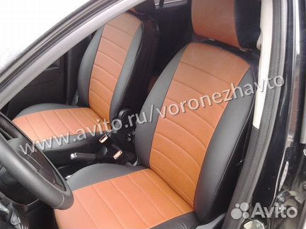 Чехлы в салон авто автопилот черные с коричневым