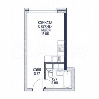 Апартаменты-студия, 22.7 м², 3/22 эт.