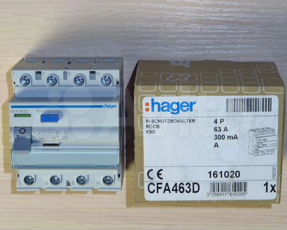 Hager Узо 4p 25/40/63А, 30/100/300мА, тип AC и A